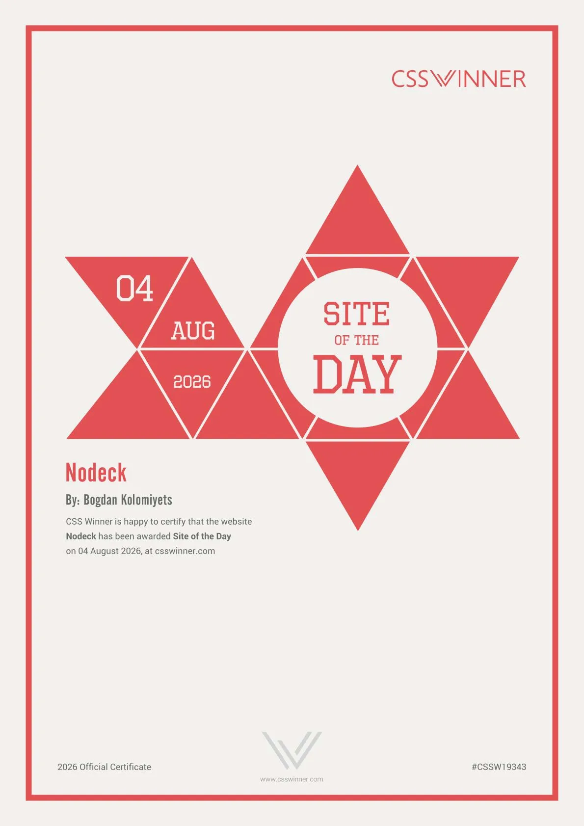 CSS Winner — Site of the Day