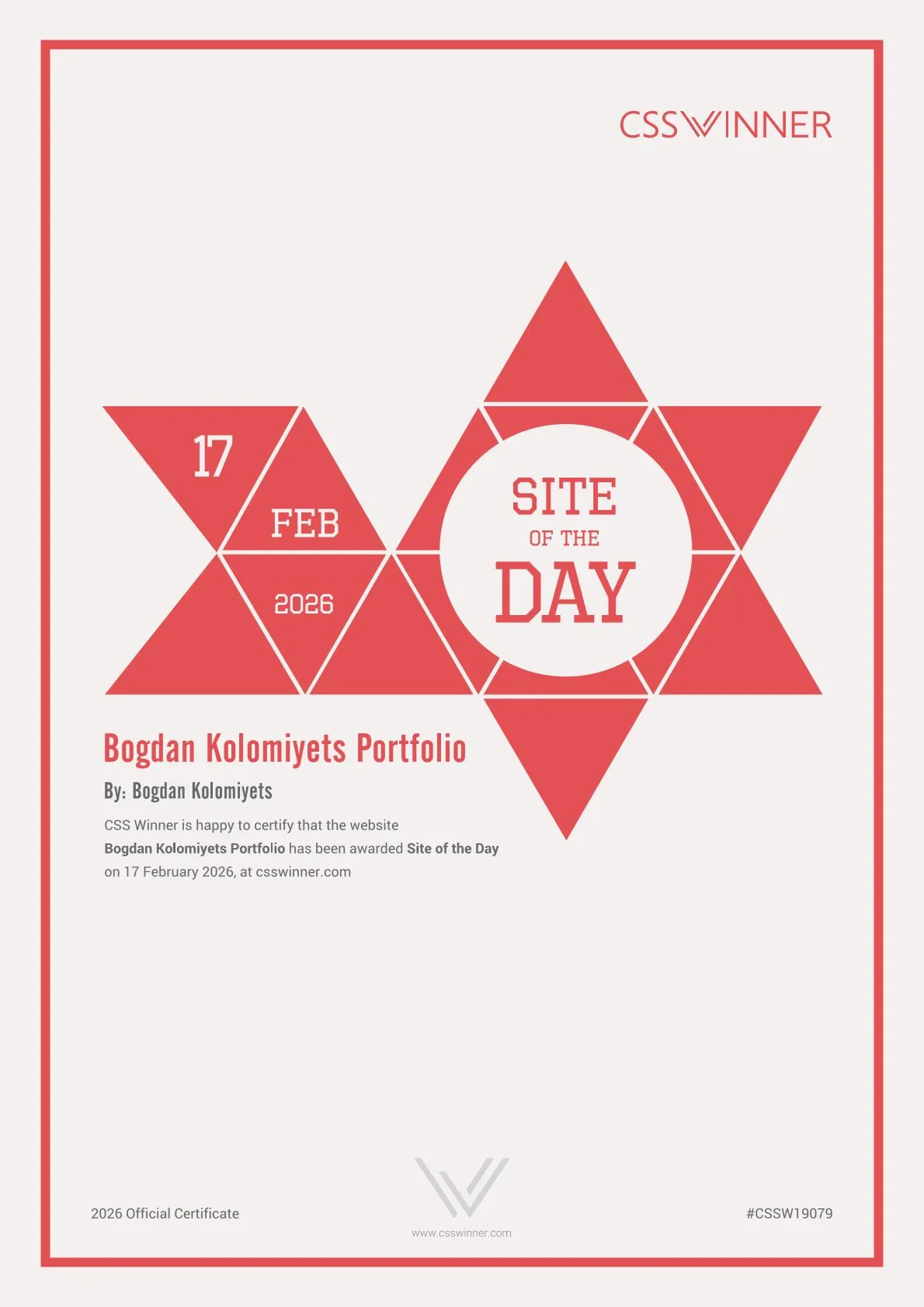 CSS Winner — Site of the Day
